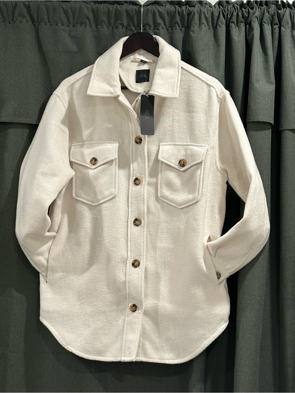 RDI Cream Button-Front Shacket Jacket - Picture 4 of 6